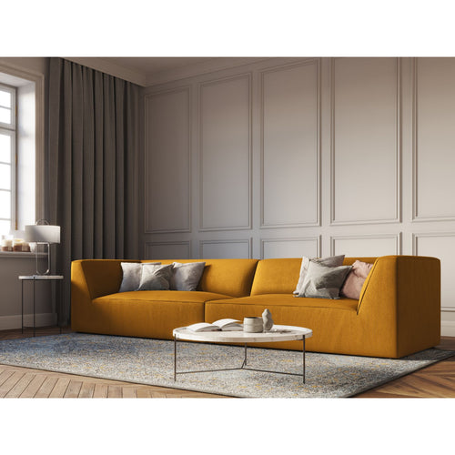 Cosmopolitan Design - Bank Siena 4-zits, ribfluwelen geel - 93x302x69cm