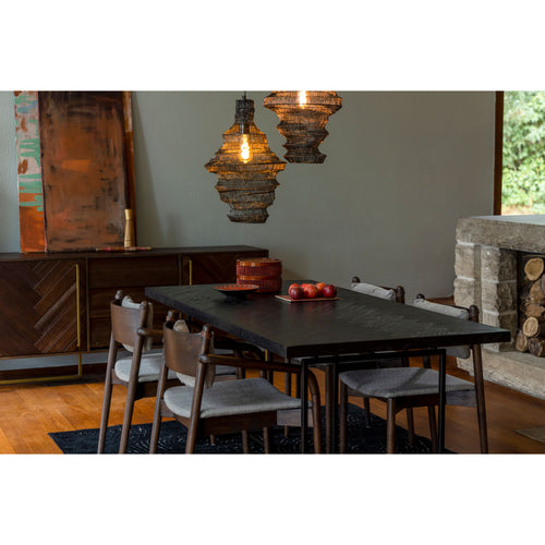 Dutchbone Class Eettafel Rond 180X90 cm Acaciahout Zwart - vtwonen shop