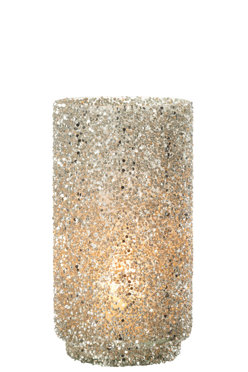 J-Line windlicht Glitter - glas - zilver - large - vtwonen shop