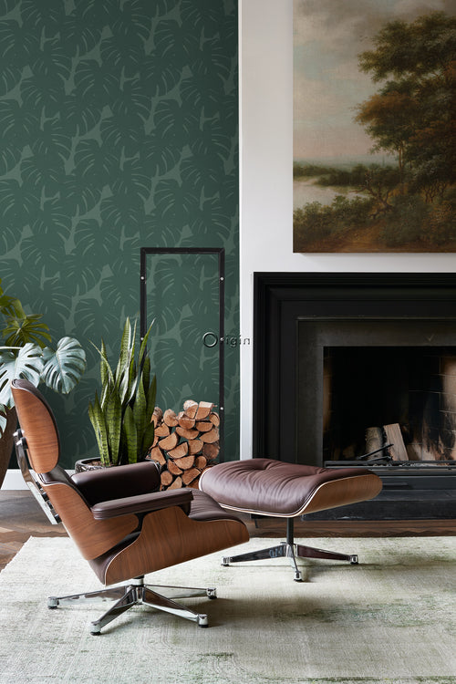 Origin Wallcoverings behang bladeren met geweven structuur zeegroen - 0,53 x 10,05 m - 347763 - vtwonen shop