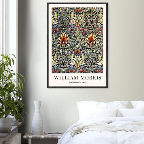 Artfulprints Poster met Lijst William Morris - Snakeshead 1876   - 50x70 cm - Blauw