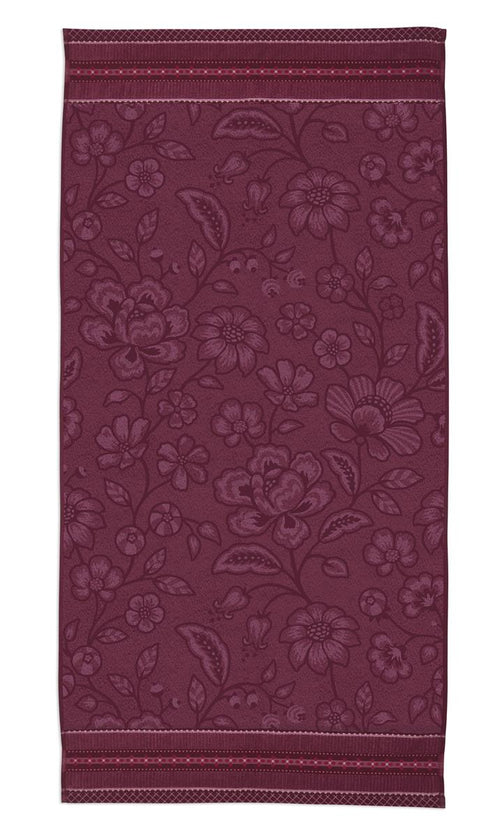 Pip Studio badlaken Jasmin Jacquard - 70x140 cm - donker roze