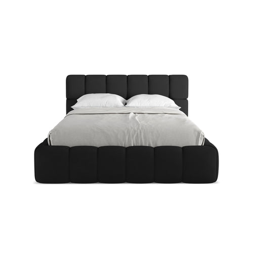 LaMiaSofa Bed met opbergruimte Roma - chenille stof - zwart - 160x228x82