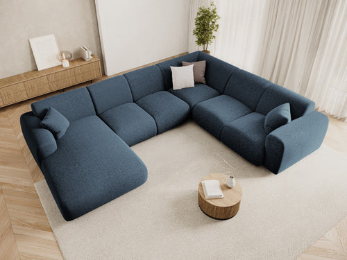 Cosmopolitan Design Panoramische hoekbank rechts Nolio 6-zits, chenille koningsblauw - 252x342x72cm