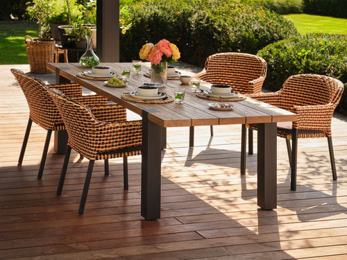 Hartman Tuintafel Esmee - Naturel/Zwart Teakhout - 200x100x77cm
