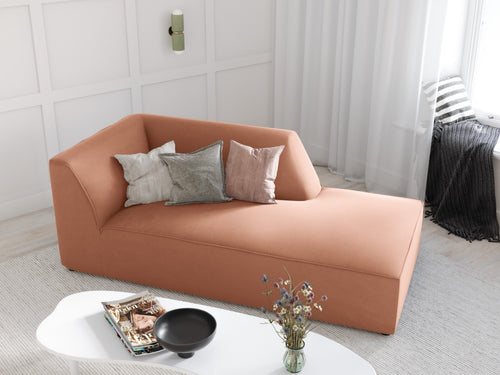 Micadoni - Rechter chaise longue "Ruby" flueel, roze - 180x93x69cm