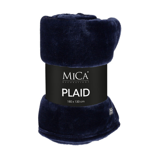 Mica Decorations Famke Fleece Plaid - L180 x B130 cm - Donkerblauw