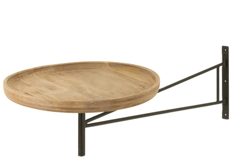 J-Line tafelmuur Draaiend Rond - hout/metaal - naturel
