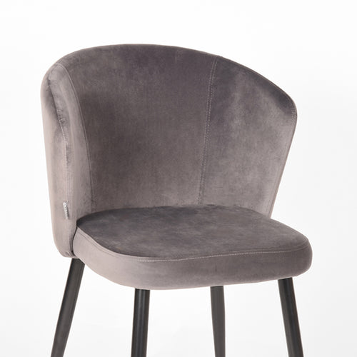 LABEL51 Eetkamerstoel Wave - Grijs Velvet - Zithoogte 50cm - Set van 2