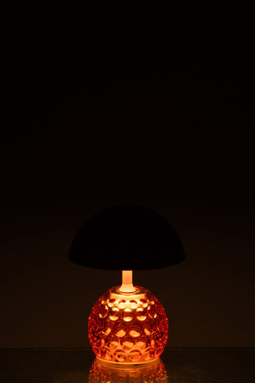 J-Line lamp Champignon - ijzer/glas - oranje - LED lichtjes