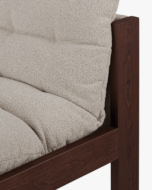 noo.ma Huno Lounge Chair - bouclé fauteuil, hout, Cocoa Brown & Desert Beige