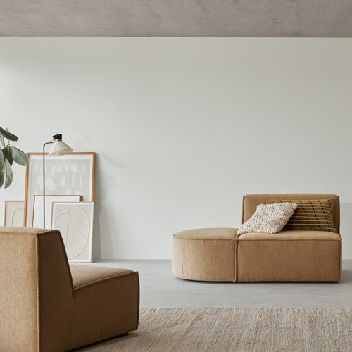 Tikamoon Modulaire loungefauteuil in camelkleurige stof - Bruin