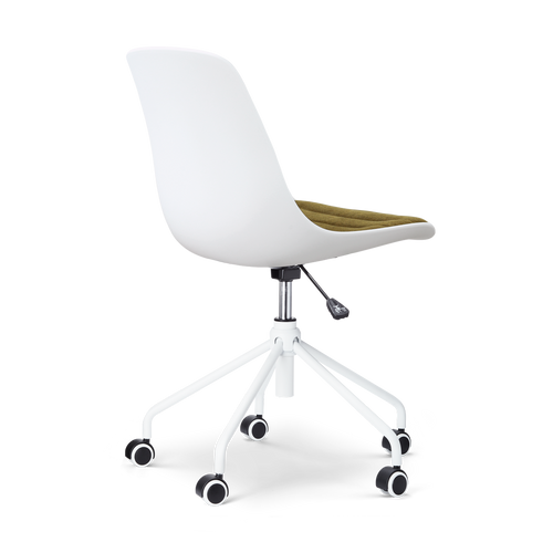 Nolon Nout-Liv eetkamerstoel wit met mosgroen zitkussen - wit onderstel