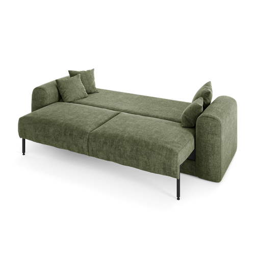 Sia Home - Slaapbank met opbergruimte, notenhout RIO - kruisbinding vintage groen 250cm
