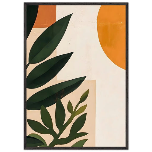 Artfulprints Poster met Lijst Boho – Abstract plant   - 70x100 cm - Groen