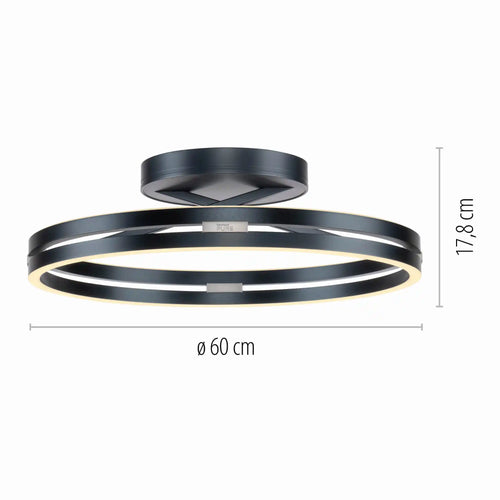 Neuhaus PURE plafondlamp Loop - 2 lichts - 60  x 17.8   cm - antraciet