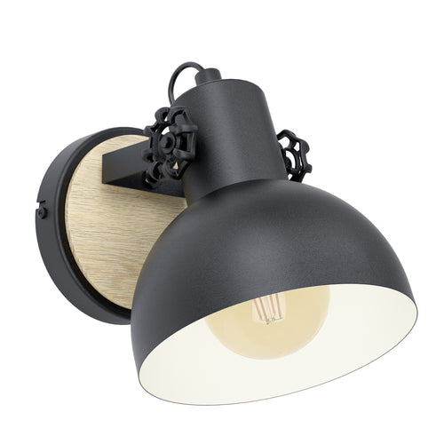 EGLO wandlamp Lubenham - 1 lichts - e27 - zwart, bruin - vtwonen shop