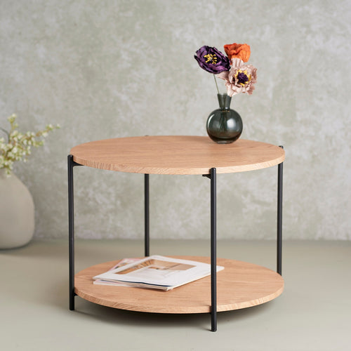 Lisomme Lina houten salontafel naturel - Ø 55 cm - vtwonen shop