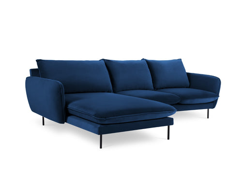 Cosmopolitan Design linker hoekbank Vienna 5-zits, flueel, koningsblauw - 170x255x95cm