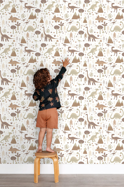 ESTAhome behang dinosaurussen bruin - 50 x 900 cm - 131355