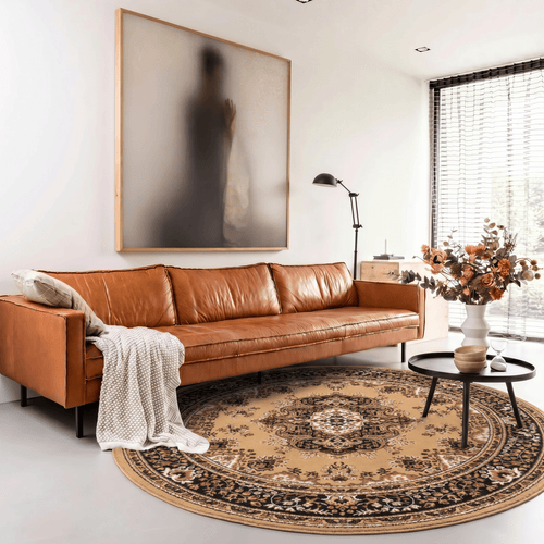 Interieur05 Vintage Vloerkleed Bruin Rond - Perzisch - Retro - Nain