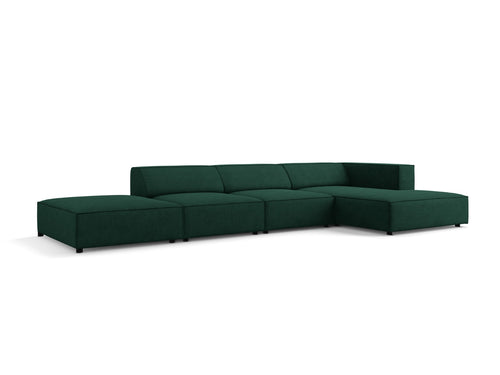 Cosmopolitan Design rechter hoekbank Arendal 5-zits, chenille met ribbeleffect, flessengroen - 166x341x70cm