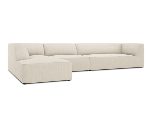 Micadoni linker hoekbank Ruby 5-zits, ribfluwelen, lichtbeige - 180x366x69cm