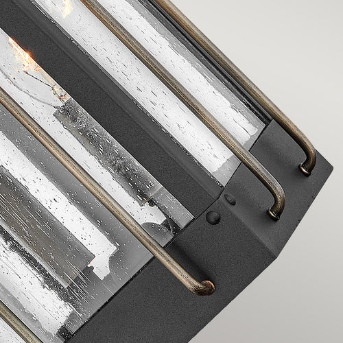 Elstead Hinkley Fitzgerald Outdoor Wandlantaarn Getextureerd Zwart met Gepolijst Brons, IP44