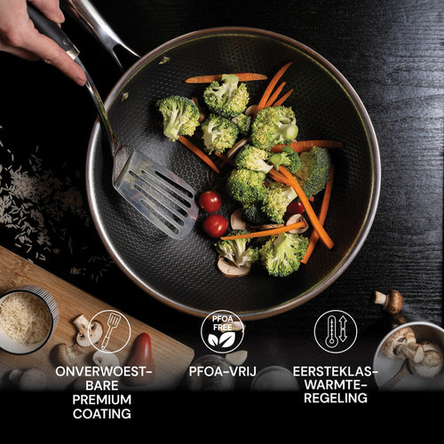 Rosmarino HEXAPRO Wokpan inclusief deksel - 28 cm - vtwonen shop