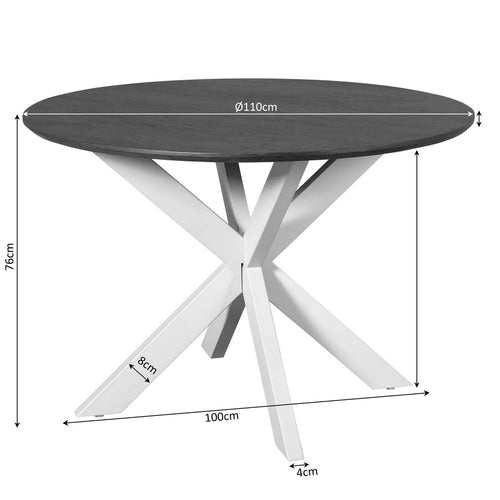 StarFurn Eettafel Madison - Deens Ovaal Bruin/Zwart - 110x110x76cm
