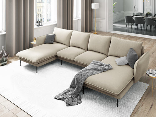 Cosmopolitan Design Panoramische bank Vienna 6-zits, structurele stof, beige - 170x350x95cm