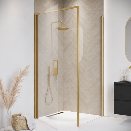 Badplaats Douchecabine Alava 80 x 80 x 190 cm – Goud – Douchewand met Draaideur