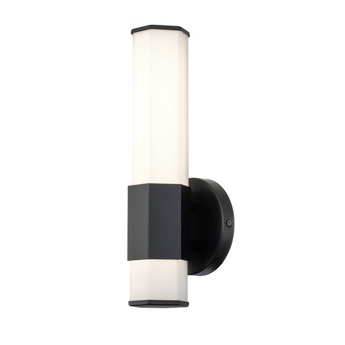 Elstead Hinkley Facet Geïntegreerde LED Badkamer Wandlamp Mat Zwart, 3000K, IP44