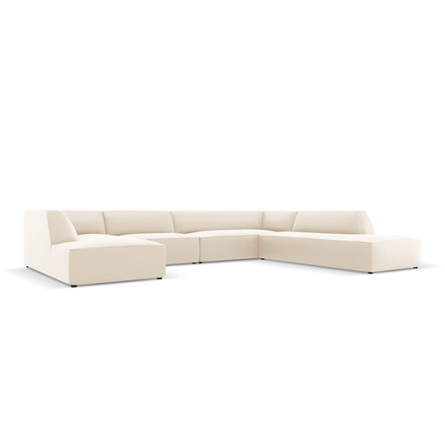 Cosmopolitan Design - Modulaire panoramische hoekbank rechts Siena 7-zits, imitatieleer lichtbeige - 273x366x69cm