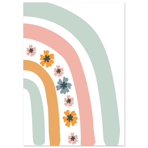 Artfulprints  Regenboog met bloemen II   poster A4 21x29.7 cm - vtwonen shop
