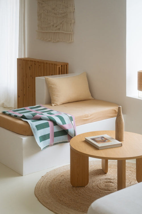 noo.ma ONU Katoenen deken - Forest Green & Lilac - vtwonen shop