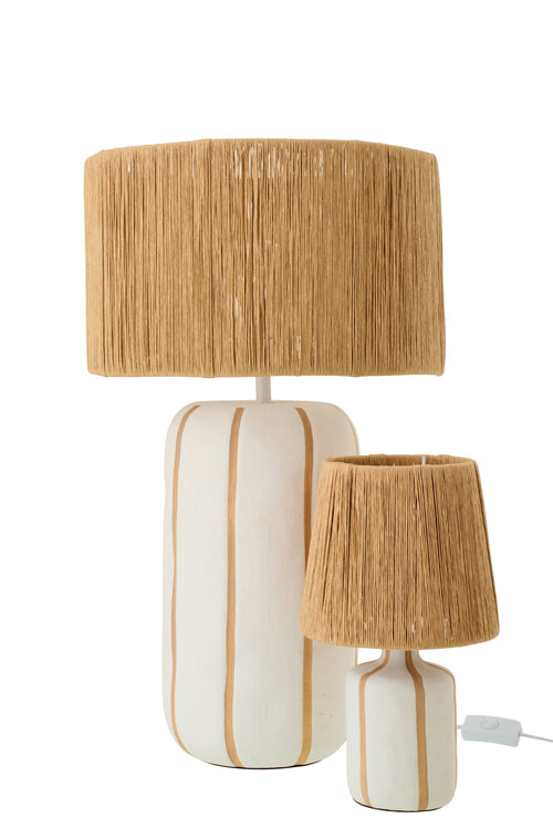 J-Line tafellamp Gestreept - keramiek - naturel/wit - large
