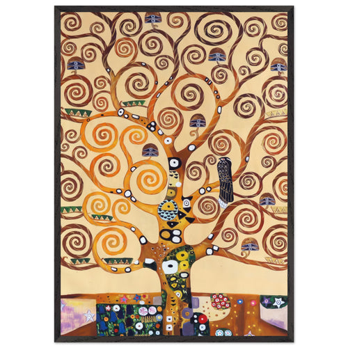 Artfulprints Poster met Lijst Gustav Klimt - Tree of life   - 70x100 cm - Geel