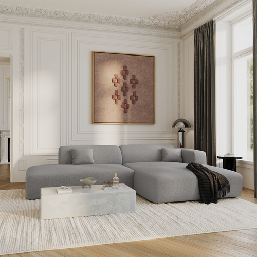 Sia Home - Rechte hoekbanken MYRA - Geweven stof - Lichtgrijs - 300cm - vtwonen shop