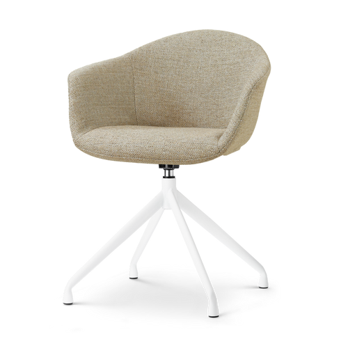 Nolon Nola-Otis draaibare eetkamerstoel taupe melange - wit onderstel - vtwonen shop