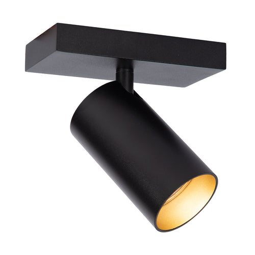 Atmooz plafondlamp Era 1 - zwart - goud binnenin - 15 x 10 x H 12 cm - GU10