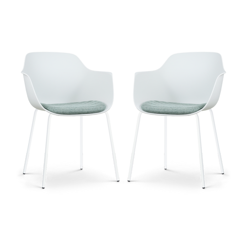 Nolon Nora-Liz Eetkamerstoel Wit - Groen Kussen - Wit - Set Van 2 - vtwonen shop