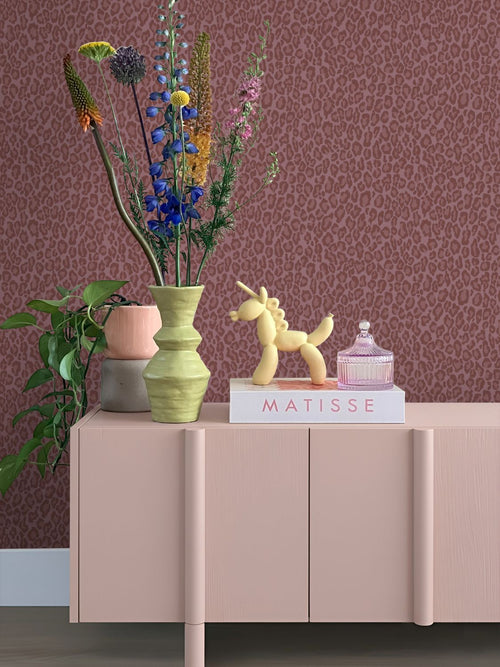 ESTAhome behang panterprint mauve paars - 50 x 900 cm - 132206