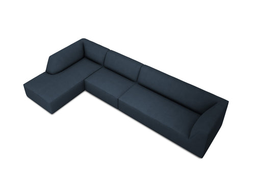 Micadoni linker hoekbank Ruby 5-zits, structurele stof, marineblauw - 180x366x69cm