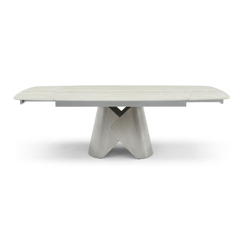 Premium Interiors - Uitschuifbare eettafel LACE - travertijnkeramiek travertijn 240cm