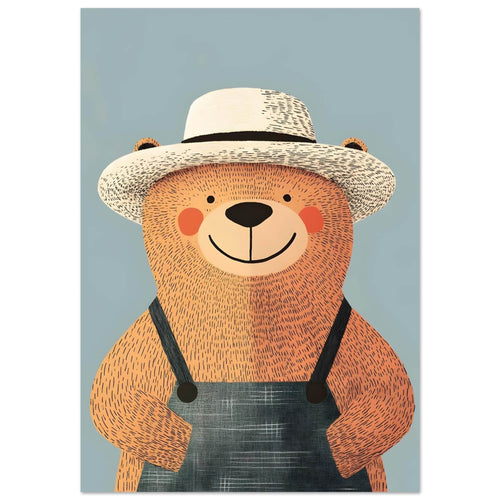 Artfulprints Poster Beer op de boerderij   - 70x100 cm - Bruin