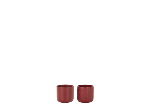 J-Line bloempot Gen - keramiek - rood - XXS - 2 stuks - Ø 7 cm - vtwonen shop