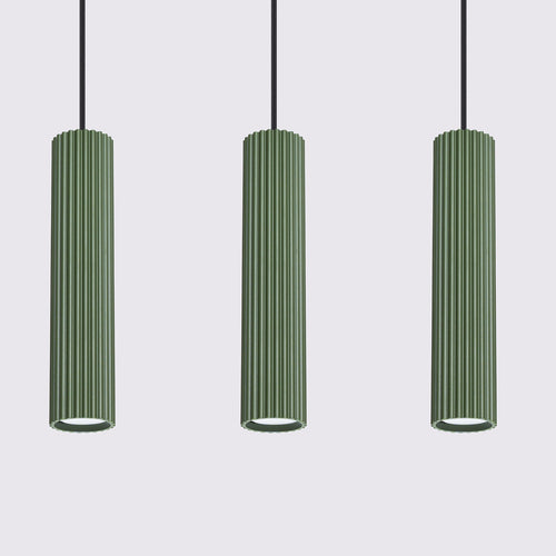 Sollux Lighting Hanglamp KARBON 3L olijfgroen - 45x6,5x98cm