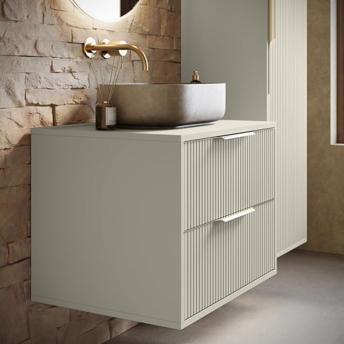 Badplaats Wastafelkast Rimini 60 cm – Beige – Badmeubel met Kolomkast