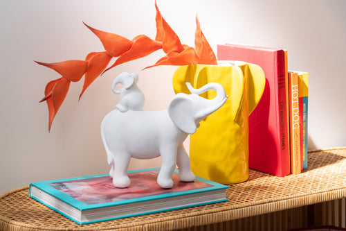 J-Line decoratie Olifant Draagt Baby - polyresin - wit